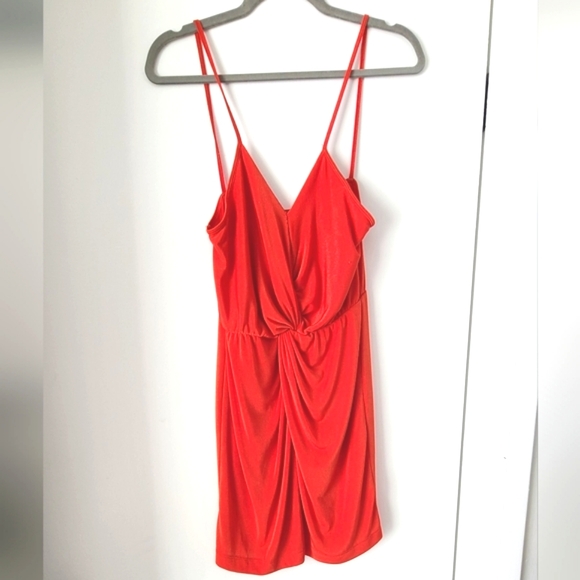 Urban Outfitters Twist-Front V-neck Bright Red Mini Dress - Picture 1 of 8